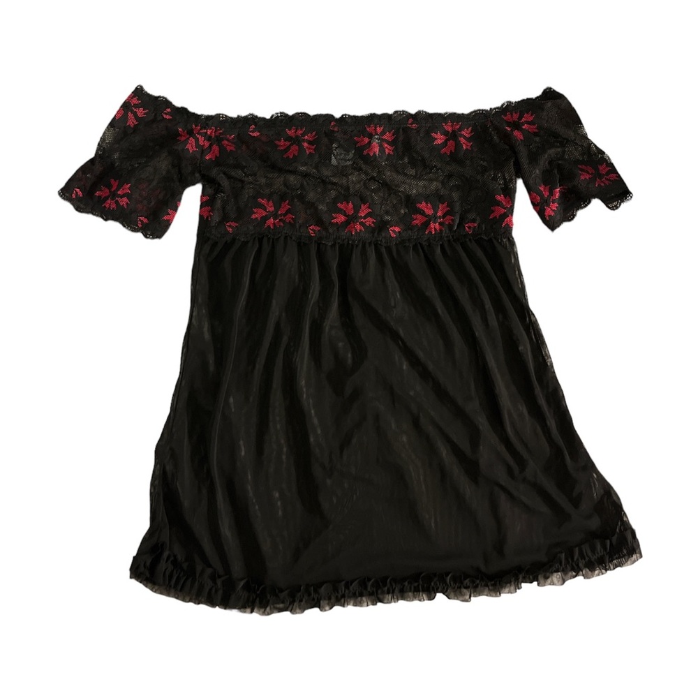 dreamgirl lace sheer off the shoulder top